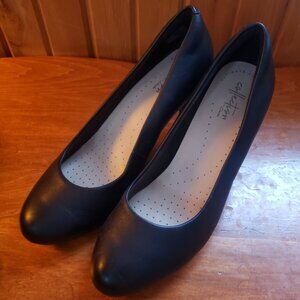 Black Faux Leather Heels